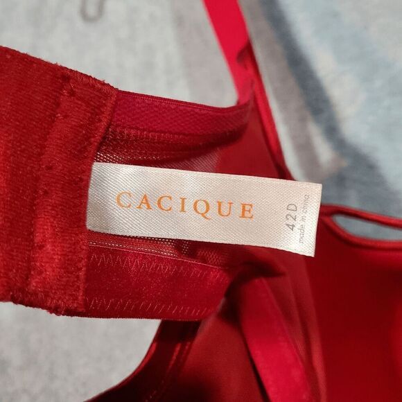 Cacique Bra Womens 42D Red Floral Padded Underwire Adjustable Mesh Band & Straps - Picture 2 of 7